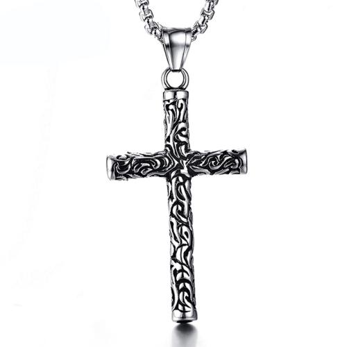 Titanium Steel Pendants, Cross, Carved, vintage & DIY, original color 