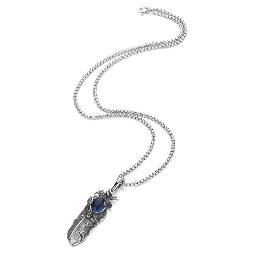 acero inoxidable 304 collar, con Vidrio, Pluma, Vintage & para hombre, color original, longitud:aproximado 23.6 Inch, Vendido por UD