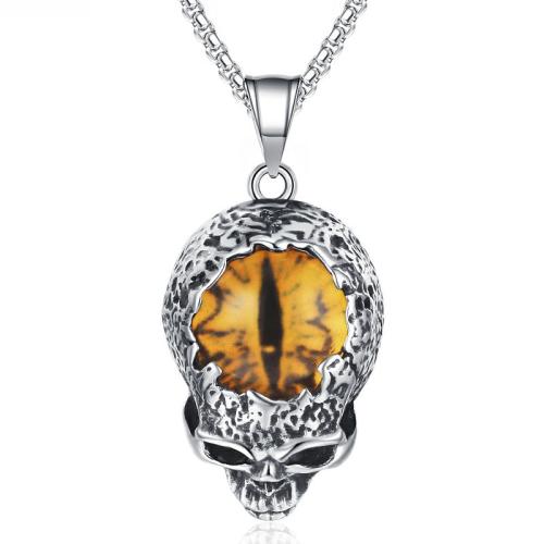 Acier titane collier, avec Acrylique, crane, Vintage & pour homme, plus de couleurs à choisir Environ 23.6 pouce, Vendu par PC