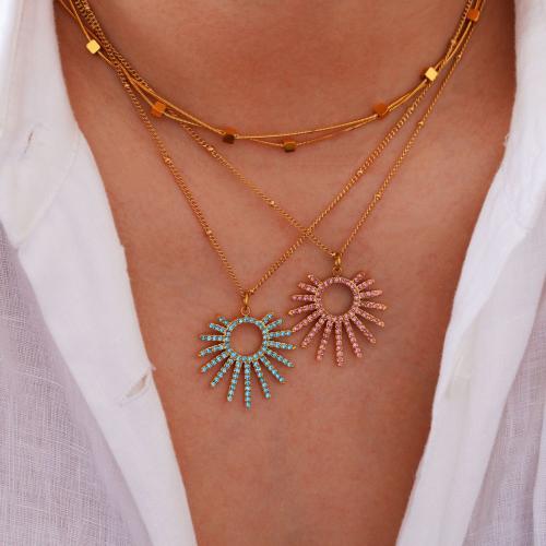 Acier titane collier, avec 2inch chaînes de rallonge, Placage de couleur d'or, styles différents pour le choix & pour femme & avec strass Environ 15.7 pouce, Vendu par PC