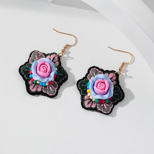 Resin Drop Earring, Cloth, with Resin, fashion jewelry 