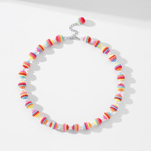 collier en alliage zinc et à résine, avec Plastique ABS perle & alliage de zinc, bijoux de mode, plus de couleurs à choisir, Vendu par PC