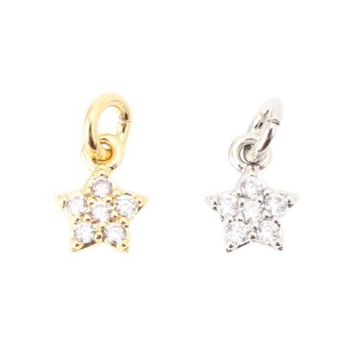 Cubic Zirconia Micro Pave Brass Pendant, Star, DIY & micro pave cubic zirconia 