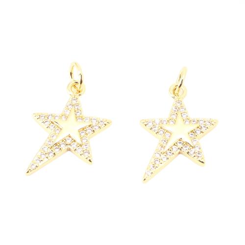 Cubic Zirconia Micro Pave Brass Pendant, Star, DIY & micro pave cubic zirconia, gold 