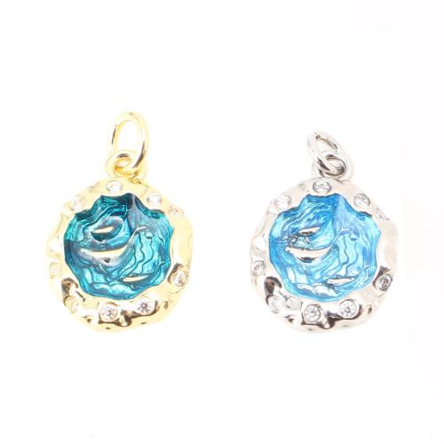 Colgante de Micro Pavé de Zirconía Cúbica, metal, Bricolaje & micro arcilla de zirconia cúbica & pegamento de gota, más colores para la opción, 14x11x3mm, Vendido por UD