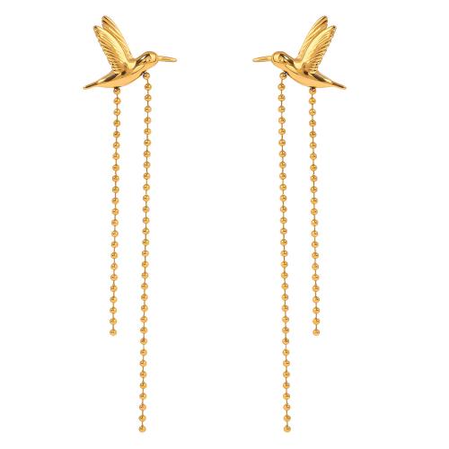 Acero inoxidable gota pendiente, acero inoxidable 304, Paloma, chapado, Joyería & para mujer, dorado, Vendido por Par