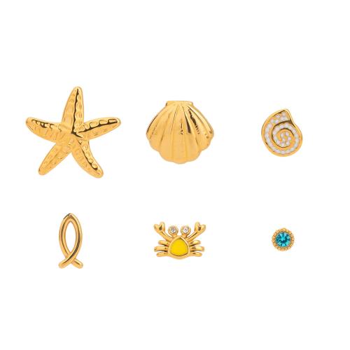 Stainless Steel Rhinestone Stud Earring, 304 Stainless Steel, plated & for woman & with rhinestone, golden 