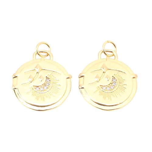 Colgante de Micro Pavé de Zirconía Cúbica, metal, Esférico, Bricolaje & micro arcilla de zirconia cúbica, dorado, 20x17x2.5mm, Vendido por UD