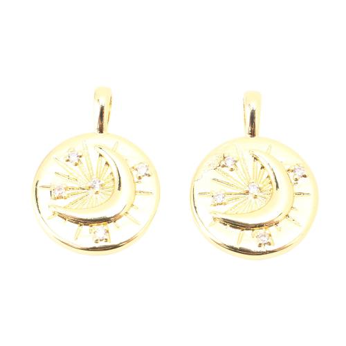 Colgante de Micro Pavé de Zirconía Cúbica, metal, Esférico, Bricolaje & micro arcilla de zirconia cúbica, dorado, 25x18x5mm, Vendido por UD