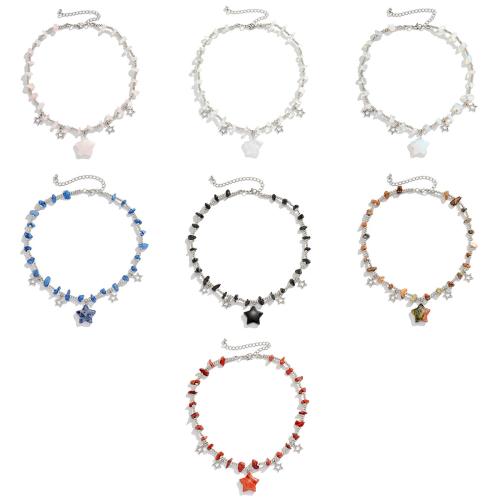 Collar de la aleación de cinc de turquesa, aleación de zinc, con turquesa & Vidrio & plástico recubierto de cobre, chapado, Joyería & para mujer, más colores para la opción, Vendido por UD