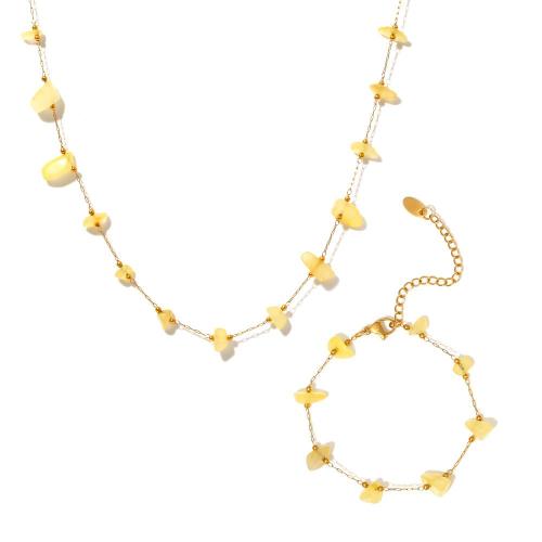 Conjuntos de joyería de acero inoxidable, acero inoxidable 304, con Angelite, chapado, para mujer, dorado, Vendido por UD