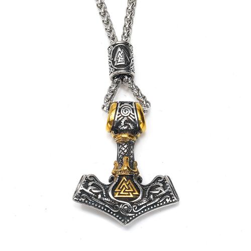 Stainless Steel Thor Hammer Pendant, 304 Stainless Steel, plated, DIY 