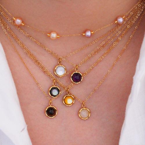 Acier titane collier, avec pierre gemme, avec 2inch chaînes de rallonge, Placage de couleur d'or, styles différents pour le choix & pour femme Environ 15.7 pouce, Vendu par PC