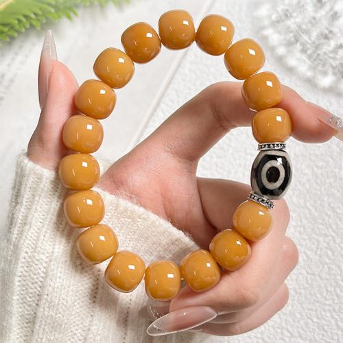 Bodhi racine bracelet, unisexe & normes différentes pour le choix & styles différents pour le choix & fleuri, Jaune Environ 7 pouce, Vendu par PC