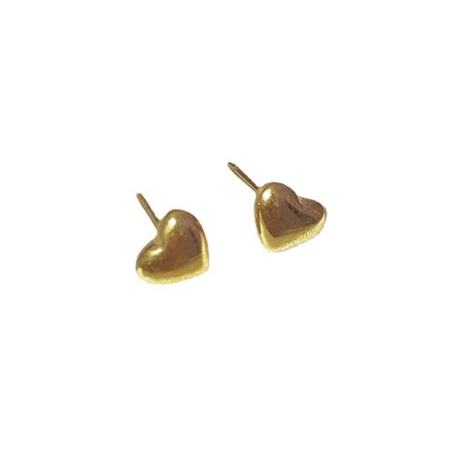 Acier titane boucle d oreille dormeuse, coeur, Placage de couleur d'or, bijoux de mode & pour femme, 20mm, Vendu par paire