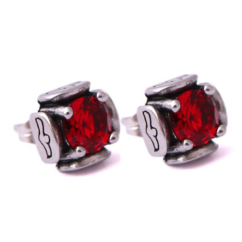 Acier titane boucle d oreille dormeuse, Motif géométrique, Placage, pour femme & avec zircone cubique, plus de couleurs à choisir, 10mm, Vendu par paire