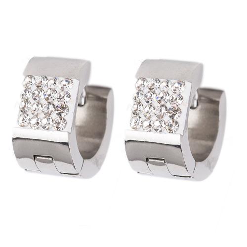 Acier titane Huggie Anneau d'oreille, Placage, pour femme & avec strass, plus de couleurs à choisir, 10mm, Vendu par paire