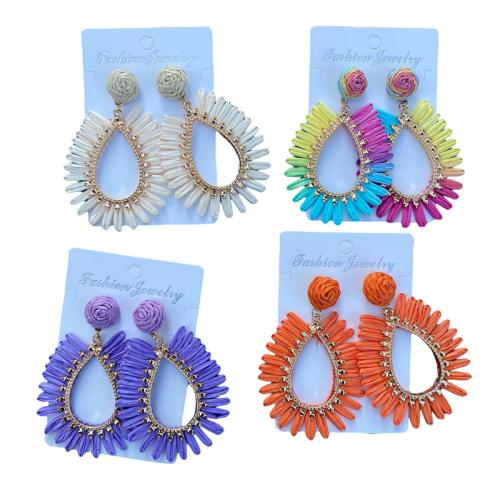 Rafidah Grass Drop Earring, with Zinc Alloy, Teardrop, handmade, Bohemian style & for woman & hollow 