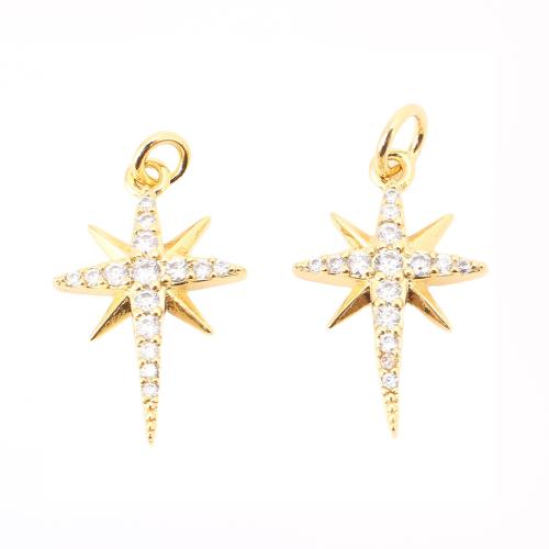 Cubic Zirconia Micro Pave Brass Pendant, DIY & micro pave cubic zirconia, golden 