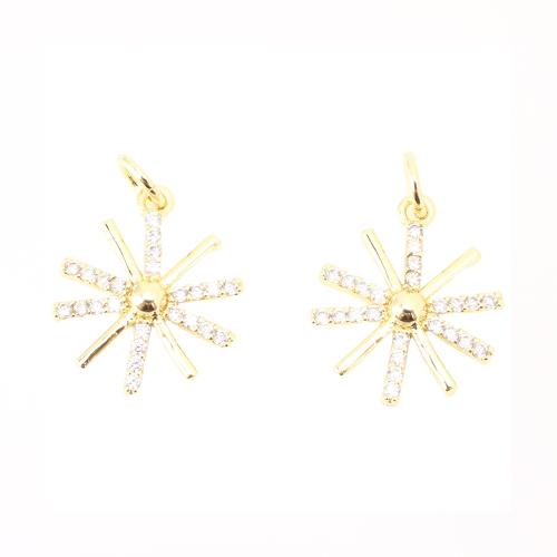 Cubic Zirconia Micro Pave Brass Pendant, Flower, DIY & micro pave cubic zirconia, golden 