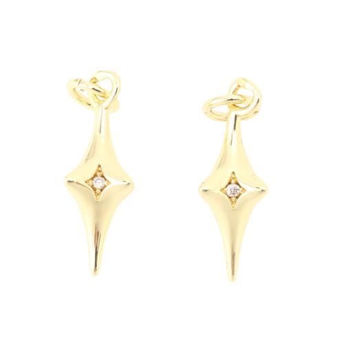 Cubic Zirconia Micro Pave Brass Pendant, Cross, DIY & micro pave cubic zirconia, golden 