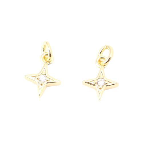 Cubic Zirconia Micro Pave Brass Pendant, DIY & micro pave cubic zirconia, golden 