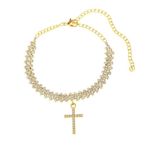 Anklet en alliage de zinc, bijoux de mode & pour femme & avec strass, plus de couleurs à choisir, Vendu par PC
