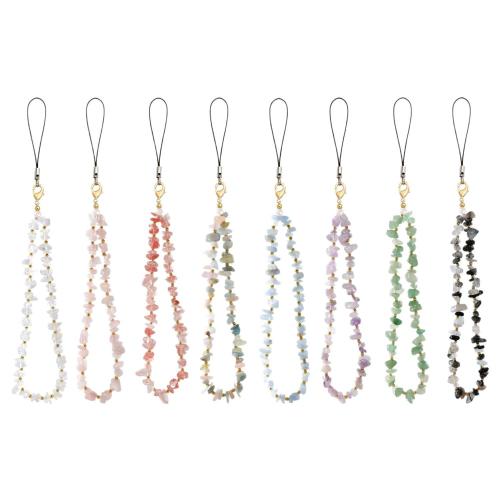 Acier inoxydable 304 lanière de téléphone portable, avec Pierre naturelle & corde en nylon, fait à la main, multifonctionnel, plus de couleurs à choisir, Vendu par PC