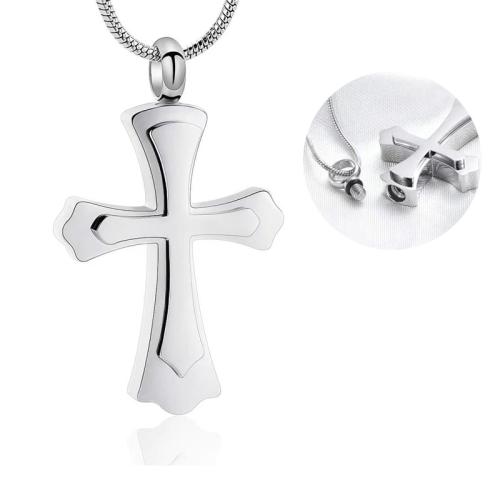 Acier inoxydable 304 Pendentif cercueil cinéraires, croix, Placage de couleur argentée, DIY, argent Vendu par PC