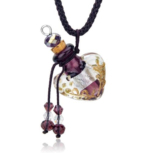 verre Collier de bouteille de parfum, avec cordon de polyester, fait à la main, bijoux de mode & unisexe, plus de couleurs à choisir Environ 48-68 cm, Vendu par PC
