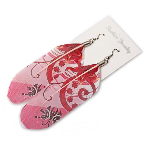 Feather Drop Earring, with Zinc Alloy, handmade, folk style & for woman 100mm 
