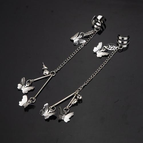 Zinc Alloy Earring Cuff, Butterfly, silver color plated & for woman, 100mm 