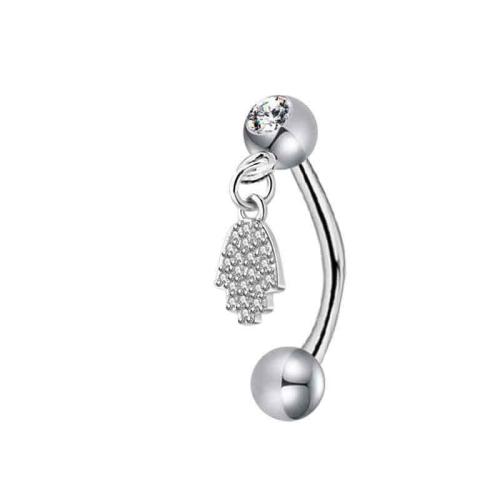 Acier inoxydable 304 piercing oreille, avec laiton, Placage, unisexe & styles différents pour le choix & avec strass, argent Vendu par PC