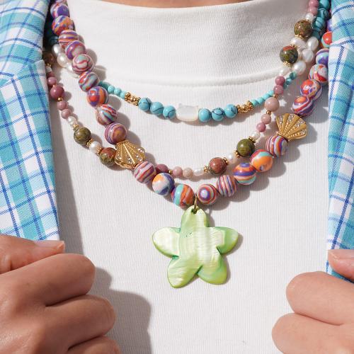 Colliers de pierres précieuses, Acier titane, avec Pierre naturelle & perle de plastique, bijoux de mode, plus de couleurs à choisir, Vendu par PC