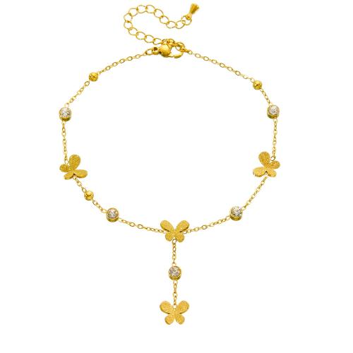 Edelstahl Fußkettchen Schmuck, 304 Edelstahl, goldfarben plattiert, verschiedene Stile für Wahl & für Frau & mit Strass, verkauft von PC