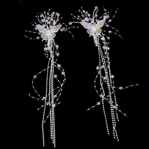 Alligator Hair Clip, Zinc Alloy, with brass wire & Rhinestone & Plastic, handmade, fashion jewelry & for bridal 