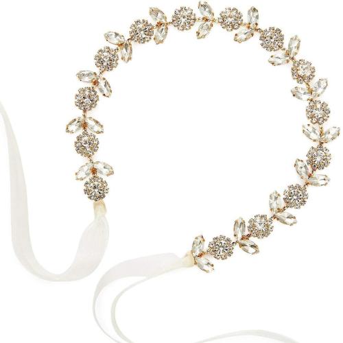 Nuptiale Couronne cheveux, laiton, avec Perceuse à eau en verre & Fibre de polyester, fait à la main, bijoux de mode & pour mariée, plus de couleurs à choisir, 350mm, Vendu par PC