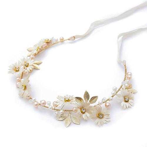 Nuptiale Couronne cheveux, perle de plastique, avec fil en laiton & tissu, fait à la main, bijoux de mode & pour mariée & avec strass, plus de couleurs à choisir, Vendu par PC