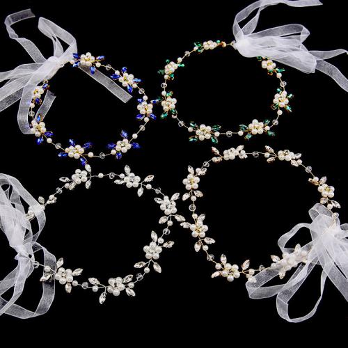 Nuptiale Couronne cheveux, perle de plastique, avec fil en laiton & cristal, fait à la main, bijoux de mode & pour mariée & avec strass, plus de couleurs à choisir Vendu par PC