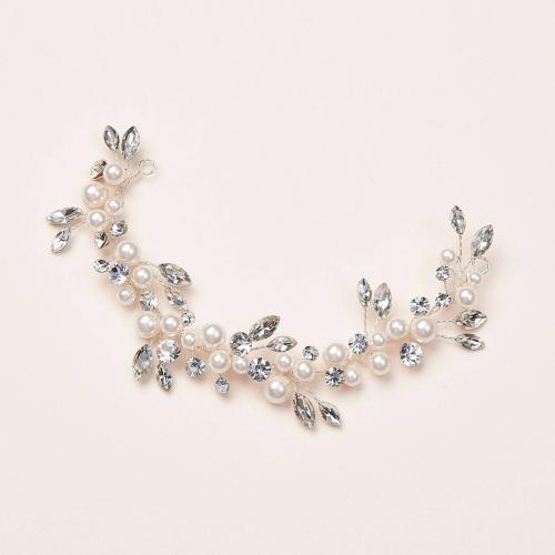 Nuptiale Couronne cheveux, perle de plastique, avec fil en laiton & strass, fait à la main, bijoux de mode & pour mariée, plus de couleurs à choisir Environ 18 cm, Vendu par PC