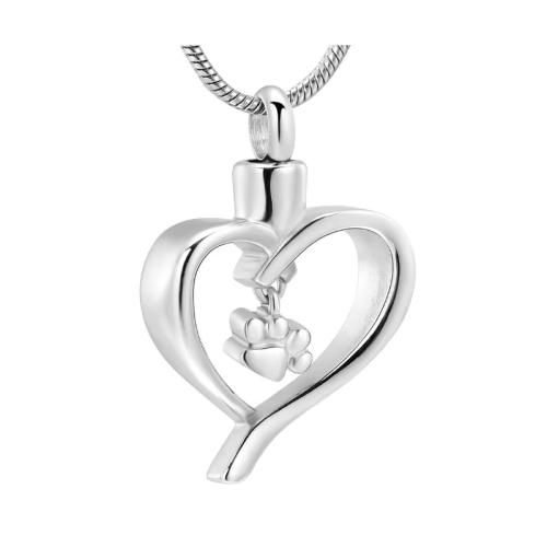 Acier inoxydable 304 Pendentif cercueil cinéraires, coeur, Placage de couleur argentée, DIY, argent Vendu par PC