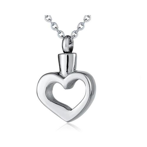 Acier inoxydable 304 Pendentif cercueil cinéraires, coeur, Placage de couleur argentée, DIY, argent Vendu par PC