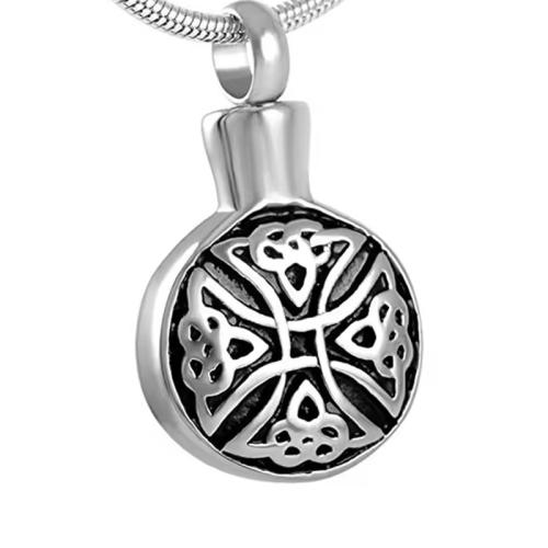 Acier inoxydable 304 Pendentif cercueil cinéraires, Rond, Placage de couleur argentée, DIY, couleurs mélangées, Vendu par PC