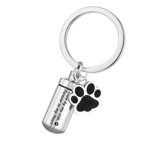 304 Stainless Steel Cinerary Casket Key Chain, Column, silver color plated, DIY, mixed colors 