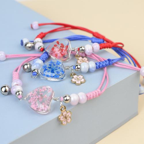 Glas Armband, mit Koreanisch+Korea & Getrocknete Blumen & Porzellan & Zinklegierung, Herz, handgemacht, Modeschmuck & für Frau, keine, Länge:ca. 6-10 ZollInch, verkauft von PC[