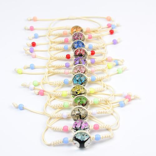 Glas Armband, mit Koreanisch+Korea & Getrocknete Blumen & Verkupferter Kunststoff, Baum, handgemacht, Modeschmuck & für Frau, keine, Länge:ca. 6-10 ZollInch, verkauft von PC[