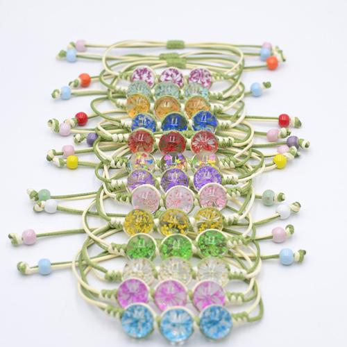 Glass Bracelet, with Korean Waxed Cord & Dried Flower, handmade, fashion jewelry & for woman Approx 6-10 Inch 