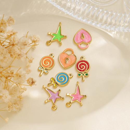 Acier inoxydable 304 Pendentif, Placage de couleur d'or, DIY & émail, plus de couleurs à choisir, protéger l'environnement, sans nickel, plomb et cadmium Vendu par sac