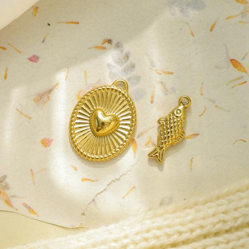 Pendentifs en acier inoxydable, Acier inoxydable 304, poisson, DIY, doré, protéger l'environnement, sans nickel, plomb et cadmium Vendu par sac