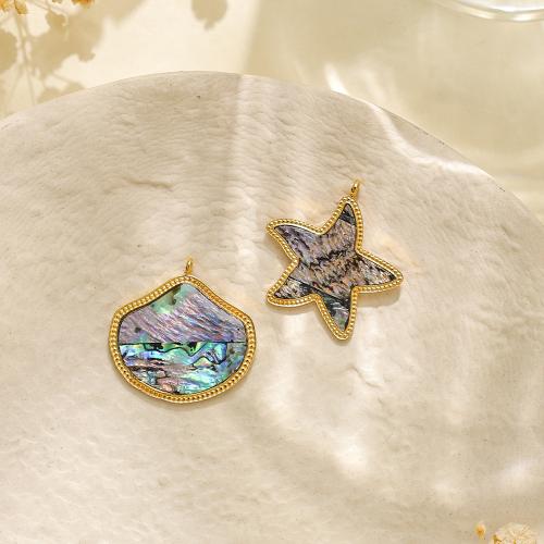 Acier inoxydable 304 Pendentif, avec coquille noire, Placage de couleur d'or, DIY & émail, plus de couleurs à choisir, protéger l'environnement, sans nickel, plomb et cadmium Vendu par sac